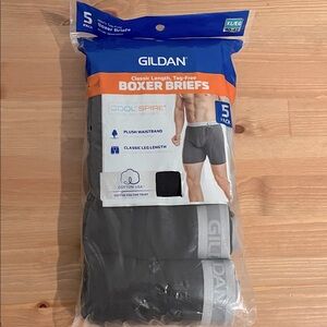 NWT Gildan Men's Black Boxer Briefs 5-Pack XL